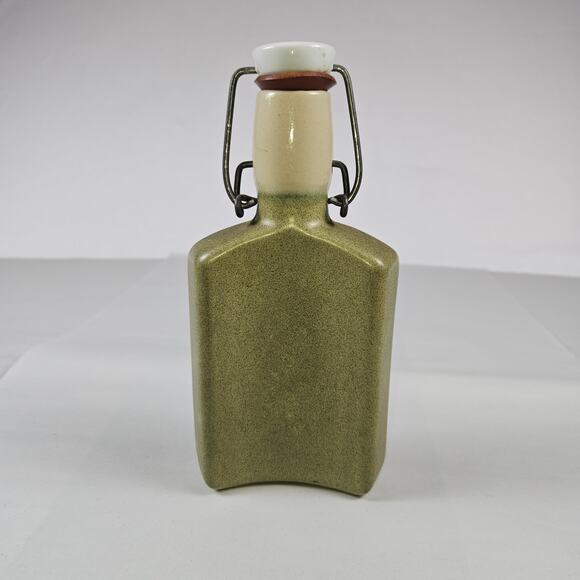 Vintage German Hip Flask Wild Boar Hinged Captive Top Liquor Stoneware Hunting - Picture 5 of 13